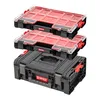 Three stacked toolboxes with clear red-lidded organizers on top of a black toolbox. Náhľad obrázku produktu