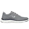 A side view of a single gray Skechers Flex Advantage 4.0 sneaker against a white background. Produktbild-Vorschau