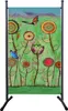 A decorative screen with a floral painting, featuring flowers and butterflies, set on a stand. Produktbild-Vorschau