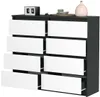 VBChome Kommode mit 8 Schubladen Schwarz mit Weiß 120 x 39 Produktbild-Vorschau 2