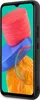 A black phone case is shown from the side, with the phone screen displaying a colorful abstract image. Produktbild-Vorschau