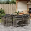 9-tlg. Garten-Essgruppe mit Kissen Grau Poly Rattan Produktbild-Vorschau 2