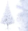 A white artificial Christmas tree with a stand, shown against a white background. Produktbild-Vorschau