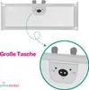 A product image showing a baby bed rail with a close-up detail of a pocket designed to look like a pig's face. Produktbild-Vorschau