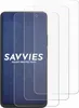 Three transparent screen protectors are layered over a smartphone screen with the brand logo visible. Produktbild-Vorschau