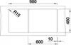A technical drawing with dimensions for a sink or similar product. Produktbild-Vorschau