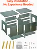 An unassembled cabinet with its parts laid out, along with various hardware components. Produktbild-Vorschau