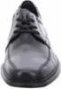 A front view of a black leather shoe. Voir les images du produit