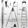 A diagram showing the dimensions and weight capacity of an aluminum ladder. Podgląd zdjęcia produktu
