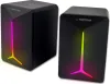 Two black speakers with RGB lighting. Podgląd zdjęcia produktu