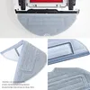 A collage of images showing parts of a robot vacuum cleaner and its accessories, specifically mop cloths. Produktbild-Vorschau