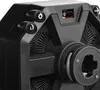 Close-up of a black gaming steering wheel base with buttons and a small display screen. Produktbild-Vorschau