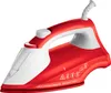 A studio product shot of a red and white steam iron. Produktbild-Vorschau