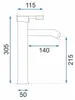 A technical drawing of a faucet with dimensions indicated. Podgląd zdjęcia produktu