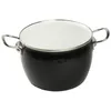 A black enamel pot with silver handles on a white background. Podgląd zdjęcia produktu