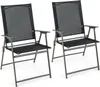 Two black folding garden chairs with metal frames are shown against a white background. Náhľad obrázku produktu