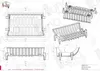Technical drawing with dimensions and multiple views of a fireplace log holder. Produktbild-Vorschau
