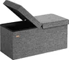 A gray fabric storage ottoman with its lid open, showing the dark interior. Anteprima dell’immagine prodotto