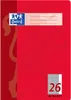 A red notebook cover with branding and page count information. Voir les images du produit