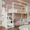 A children's bunk bed with stairs and storage, decorated with neon lights and balloons. Produktbild-Vorschau