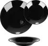A set of black dinnerware, including plates and a bowl, is displayed against a white background. Anteprima dell’immagine prodotto