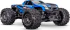 A remote-controlled monster truck with a blue and black design. Voir les images du produit