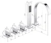 5 Loch Handbrause Badewannen Armatur Set eckig Produktbild-Vorschau 3