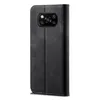 A black flip-style phone case for a Xiaomi Poco X3 NFC is shown against a white background. Produktbild-Vorschau