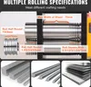 A collage of images showcasing a rolling mill machine and various metal stock materials. Produktbild-Vorschau