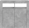 A front view of a gray sideboard with two doors and an open shelf compartment above. Anteprima dell’immagine prodotto