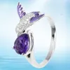 Offener Ring mit Vogel-Wassertropfen, künstlicher Amethyst, Produktbild-Vorschau 6