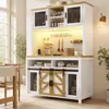 MODFU Mobile da cucina bianco, mobile alto con ante Anteprima dell’immagine prodotto 1
