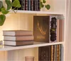 A bookshelf with various books and a Harry Potter themed item. Produktbild-Vorschau