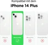 Comparison of iPhone models and their compatibility with a product, highlighting the iPhone 14 Plus. Anteprima dell’immagine prodotto