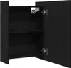 An open black cabinet with two shelves, showing the interior and hinges. Produktbild-Vorschau