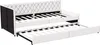 A white and black daybed with a pull-out trundle bed. Produktbild-Vorschau
