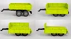A collage of four images showing a toy tractor trailer from different angles. Produktbild-Vorschau