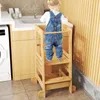 COSTWAY Učební věž pro děti z bambusu, stupínek se 4 Náhled obrázku produktu 8