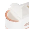 A close-up view of a white storage cart with rose gold accents. The lid of one compartment is open, revealing the interior. Náhled obrázku produktu