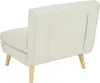 A cream-beige fabric armchair viewed from the back, with wooden legs. Náhled obrázku produktu