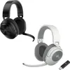 Two Corsair HS55 wireless gaming headsets, one black and one white, are displayed against a white background. A USB dongle is also visible. Produktbild-Vorschau