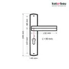 A technical drawing of a door handle with dimensions and measurements. Anteprima dell’immagine prodotto