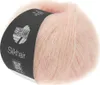 A ball of pink yarn with a black label. Produktbild-Vorschau