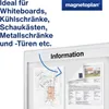 A marketing image showing a whiteboard with documents attached by magnets, with text describing the product's uses. Náhled obrázku produktu