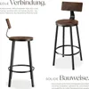tectake® Set Barhocker Poole Sitzhöhe 74 cm Produktbild-Vorschau 3