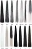 A collage of different hair extension colors and styles, each labeled with a code or name. Produktbild-Vorschau