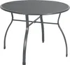 A round metal table with four curved legs, shown on a white background. Produktbild-Vorschau