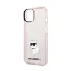 A pink transparent iPhone case with a cartoon cat graphic and brand name. Náhled obrázku produktu