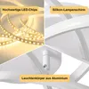 Collage of close-up images showing details of a modern white LED ceiling light. Produktbild-Vorschau