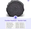 A rolled-up fitted sheet is shown on a white and light gray background, with text and a logo overlay. Produktbild-Vorschau